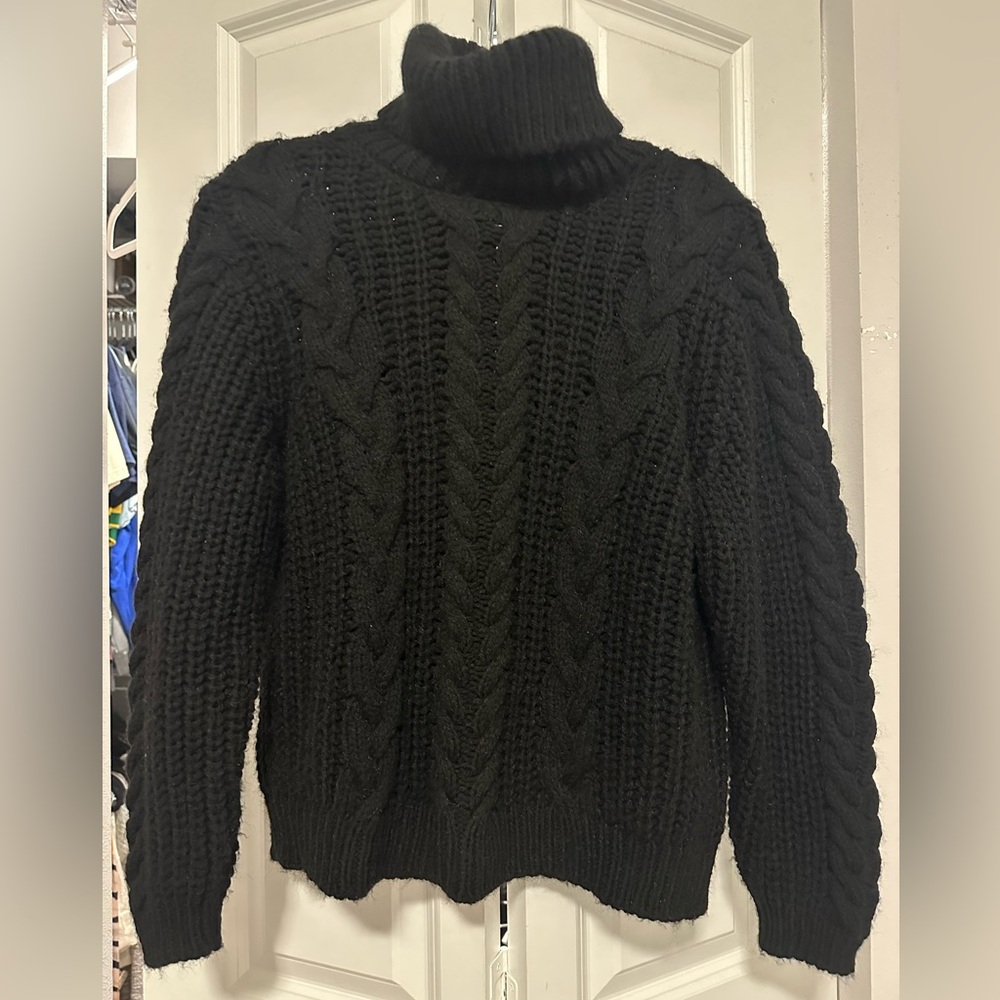 Mango Black Cable Turtleneck Sweater